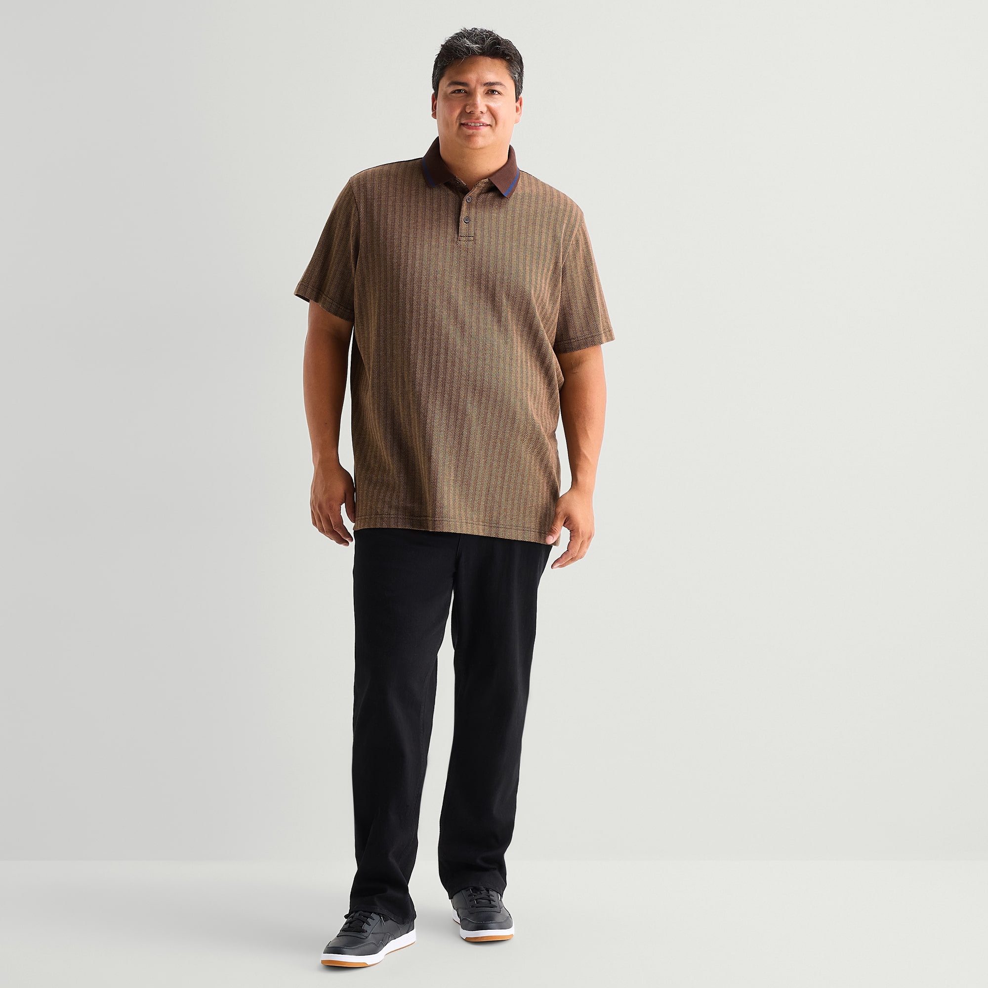 Shaquille O'Neal XLG™ Herringbone Big and Tall Mens Regular Fit Short Sleeve Polo Shirt
