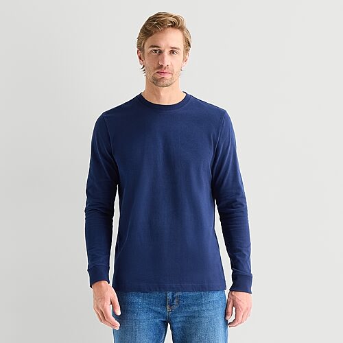 St. John's Bay Sueded Jersey Mens Crew Neck Long Sleeve T-shirt In Blue