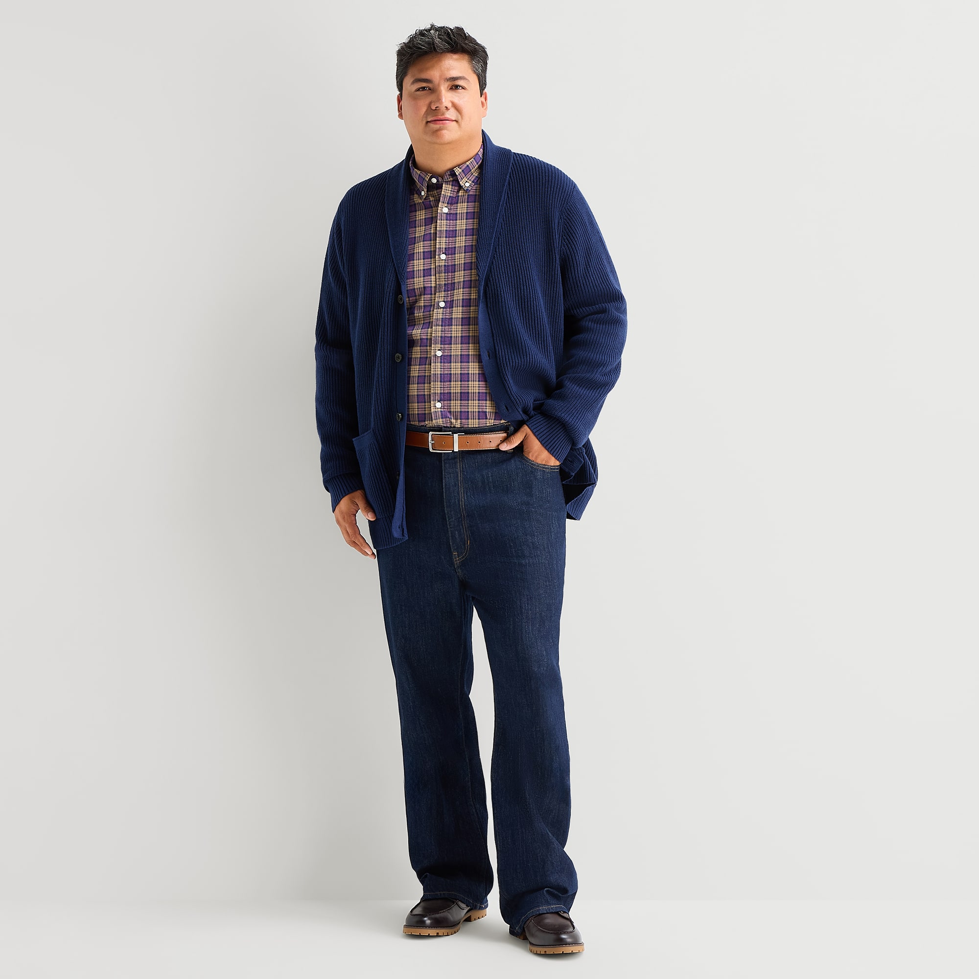 St. John's Bay Shawl Mens V Neck Long Sleeve Button Big and Tall Cardigan
