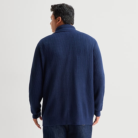 St. John's Bay Shawl Mens V Neck Long Sleeve Button Big and Tall Cardigan