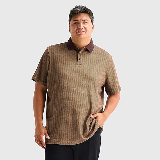 Shaquille O'Neal XLG™ Herringbone Big and Tall Mens Regular Fit Short Sleeve Polo Shirt