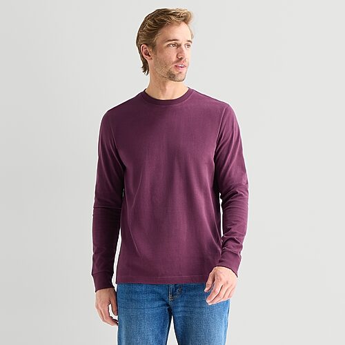 St. John's Bay Sueded Jersey Mens Crew Neck Long Sleeve T-shirt In Purple