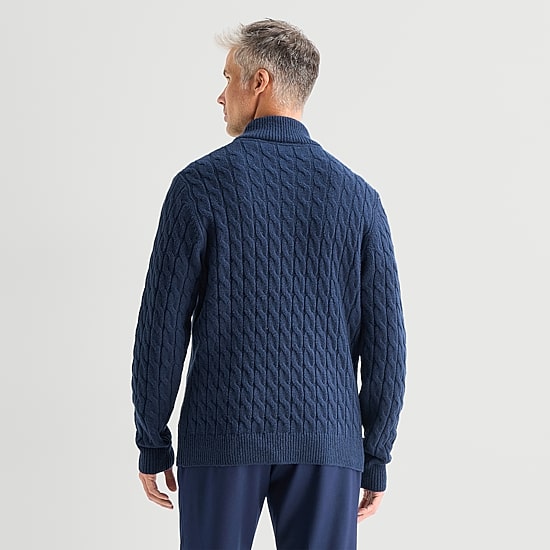 Stafford Cable Mens Long Sleeve Quarter-Zip Pullover Sweater