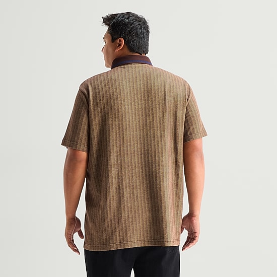 Shaquille O'Neal XLG™ Herringbone Big and Tall Mens Regular Fit Short Sleeve Polo Shirt