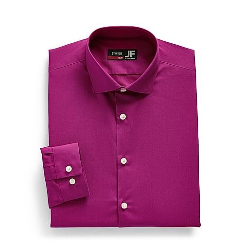 J. Ferrar Ultra Comfort Mens Slim Fit Stretch Fabric Wrinkle Free Long Sleeve Dress Shirt, 14-14.5 32-33, Red