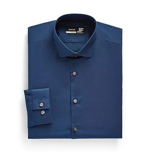 J. Ferrar Ultra Comfort Mens Regular Fit Stretch Fabric Wrinkle Free Long Sleeve Dress Shirt In Blue