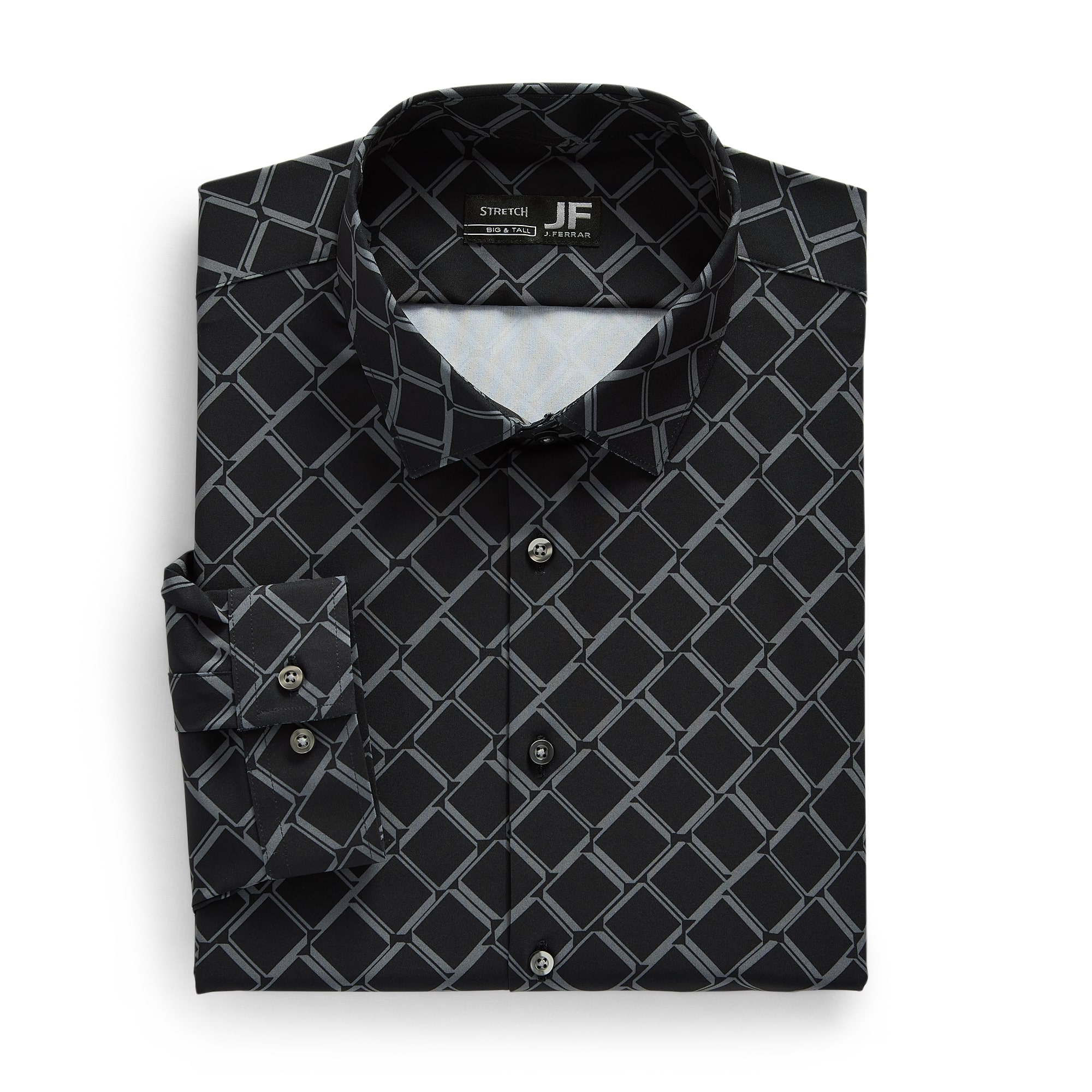 J. Ferrar 360 Stretch Big And Tall Mens Regular Fit Fabric Long Sleeve Dress Shirt