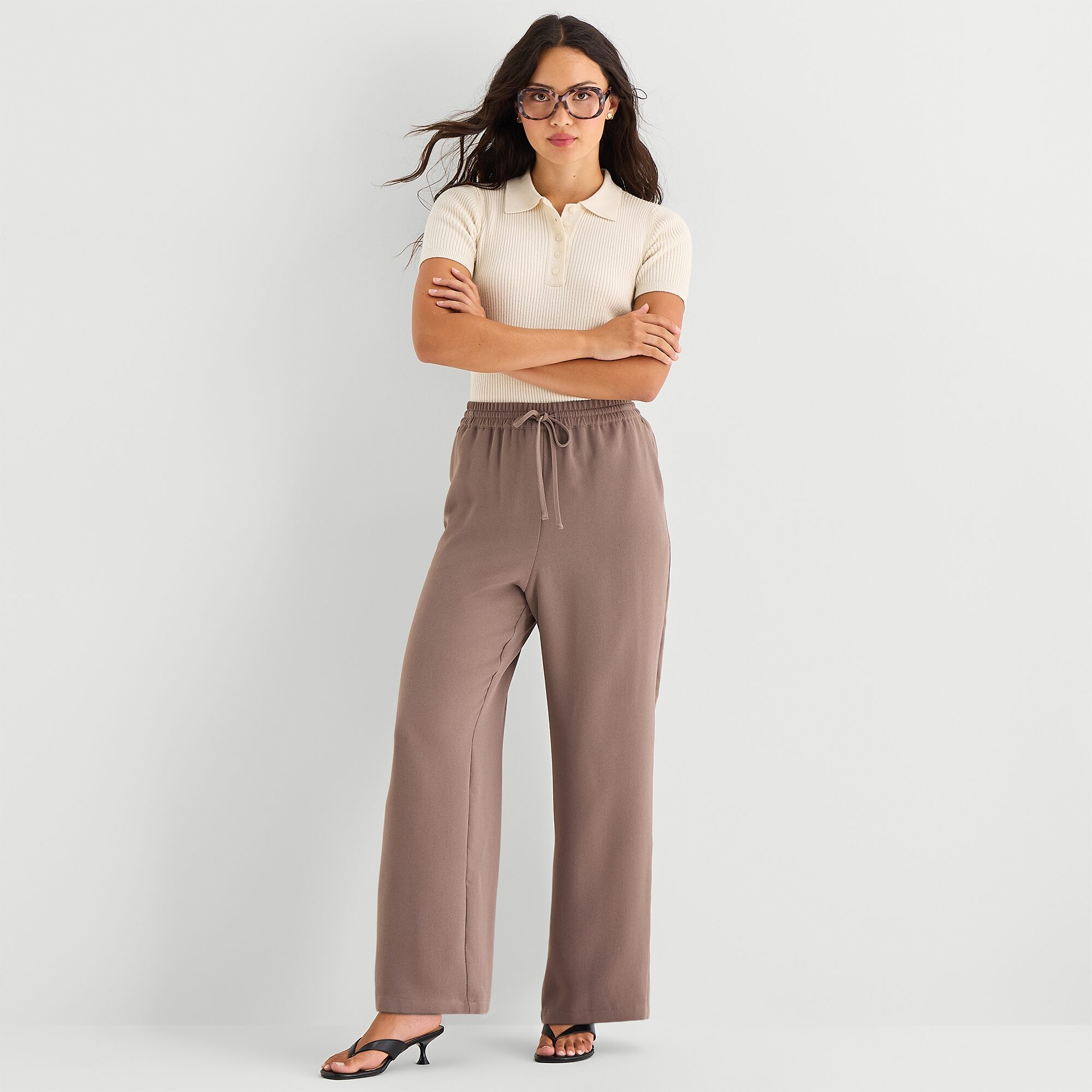 a.n.a Womens Short Sleeve Polo Sweater