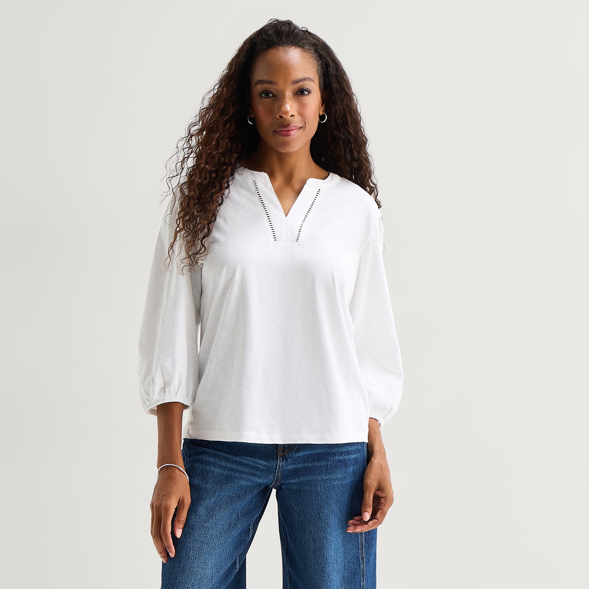 St. John's Bay Womens V Neck Long Sleeve Blouse