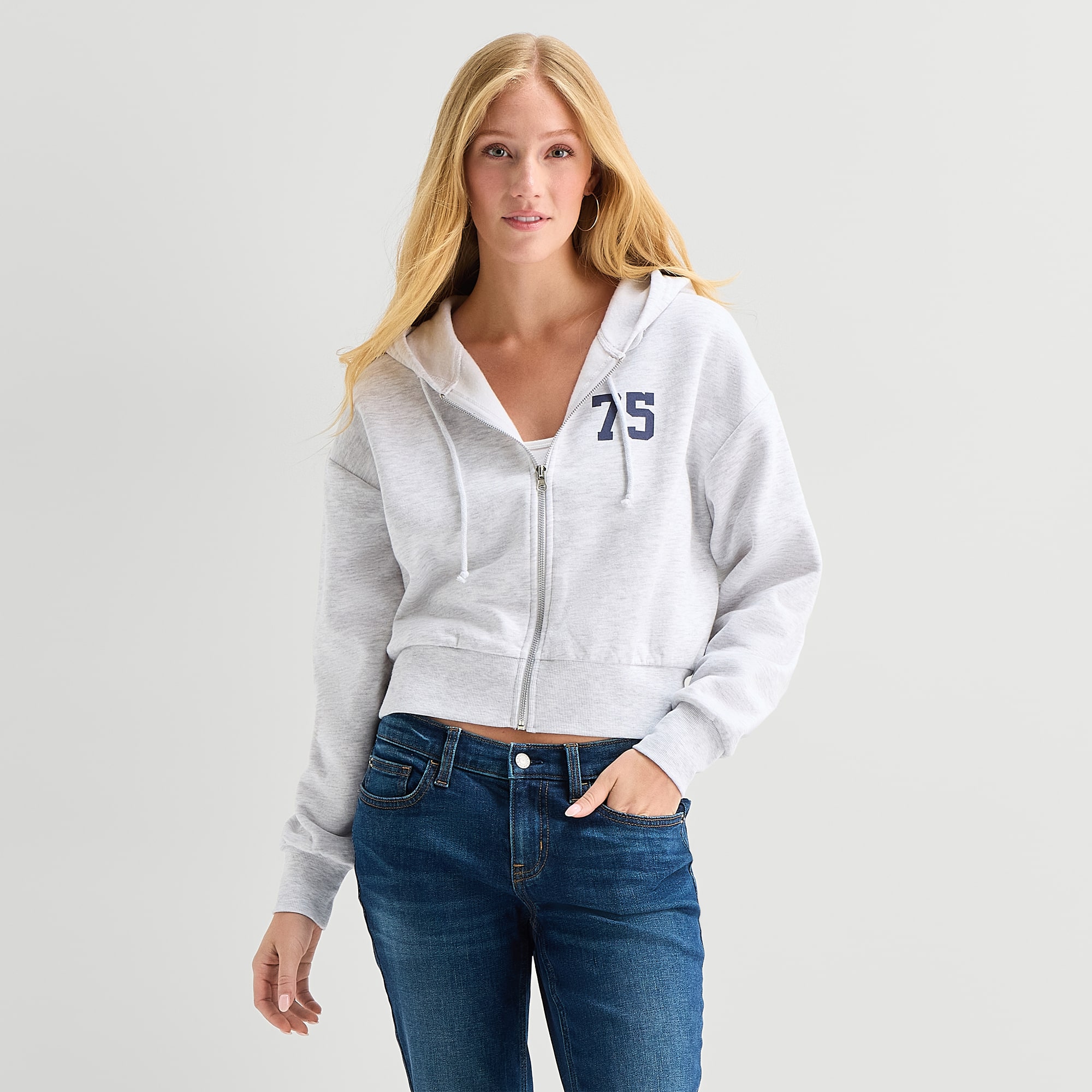 Forever 21 Womens Juniors Long Sleeve Fleece Zipper Hoodie