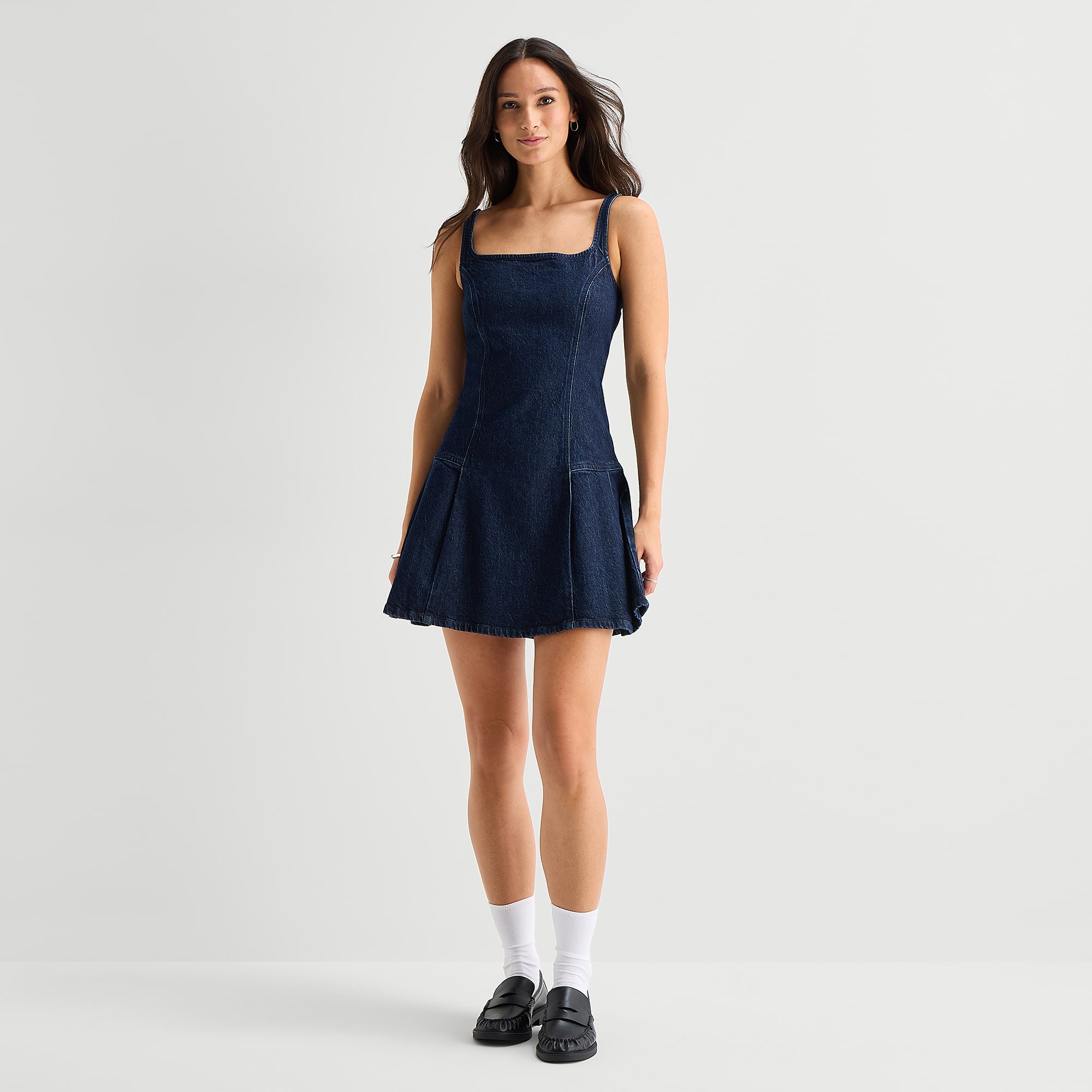 a.n.a Womens Square Neck Sleeveless A-Line Dress