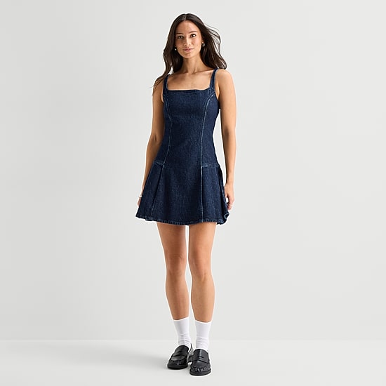 A.N.A Womens Square Neck Sleeveless A-Line Dress