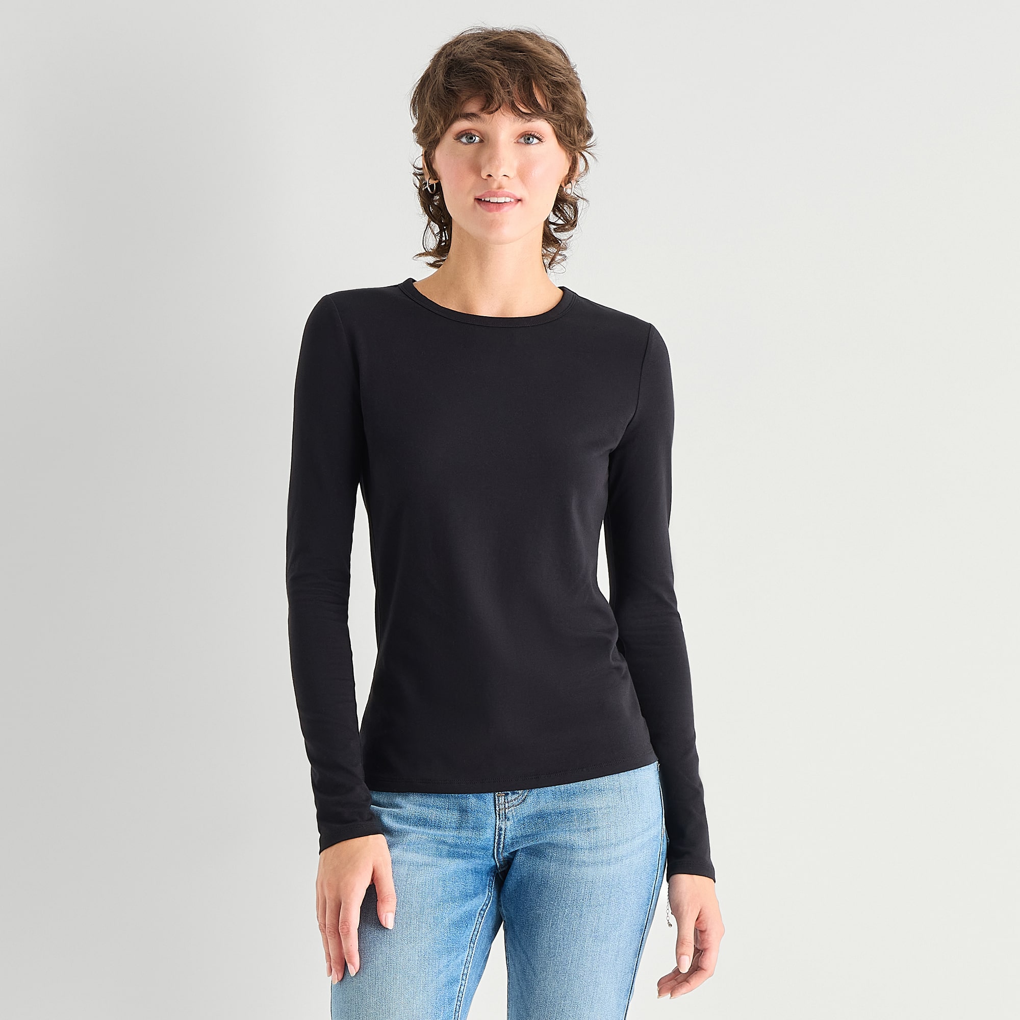 a.n.a Womens Tall Crew Neck Long Sleeve T-Shirt