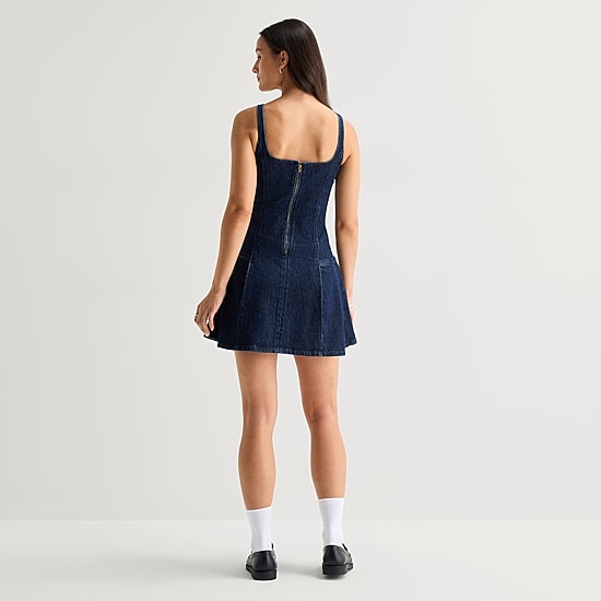 A.N.A Womens Square Neck Sleeveless A-Line Dress