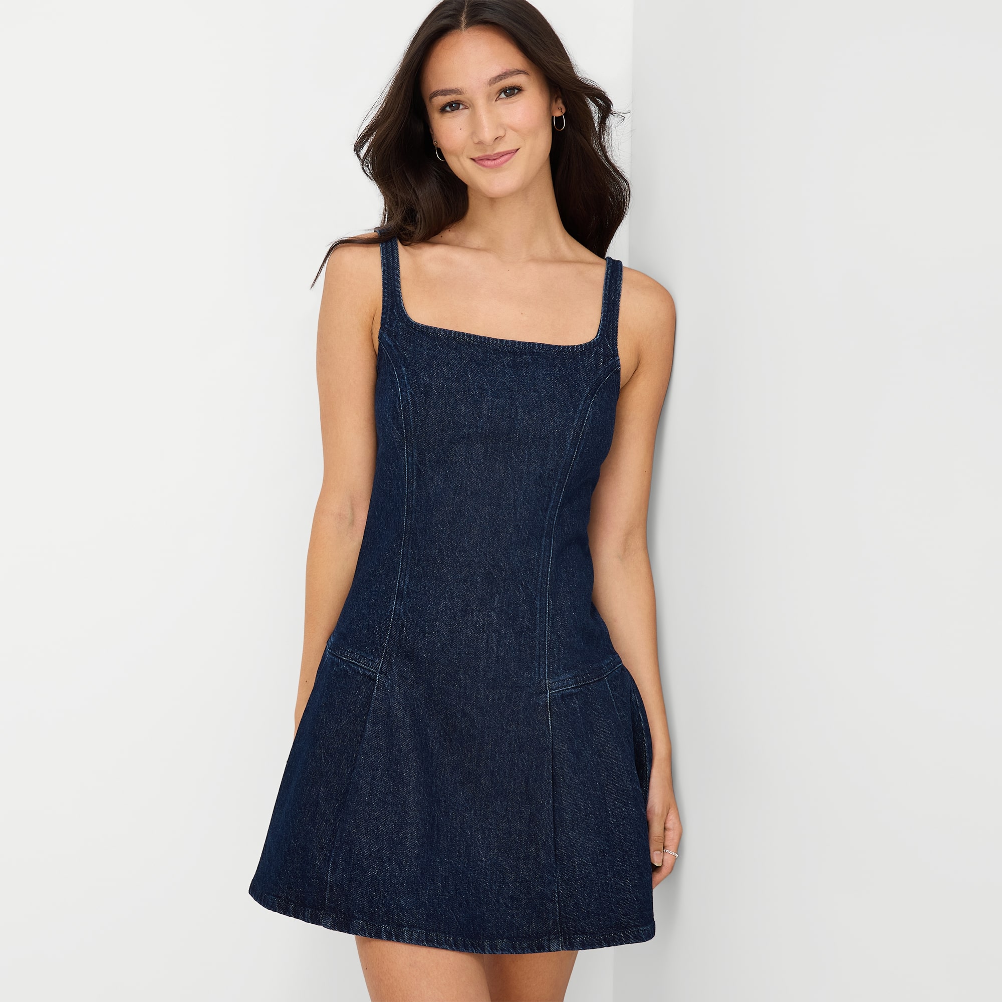 a.n.a Womens Square Neck Sleeveless A-Line Dress
