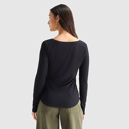 A.N.A Womens Long Sleeve Regular Fit Henley Shirt