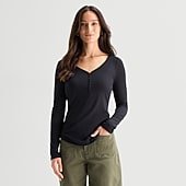 A.N.A Womens Long Sleeve Regular Fit Henley Shirt