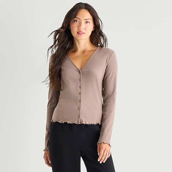 A.N.A Womens V Neck Long Sleeve Button Cardigan