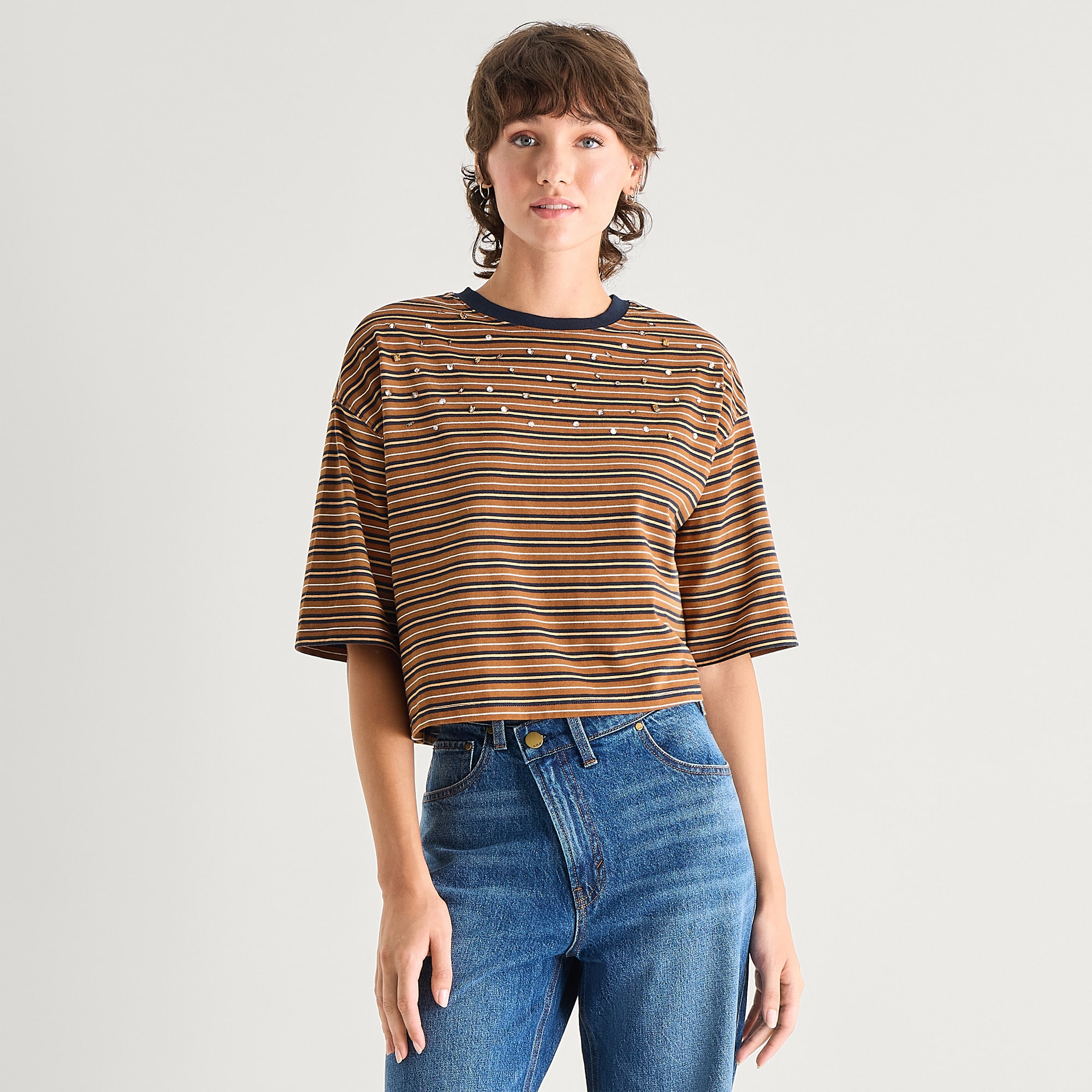 a.n.a Womens Crew Neck Short Sleeve T-Shirt