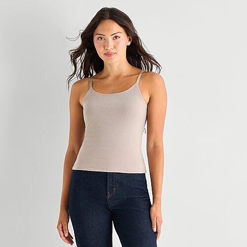 Ana Womens Square Neck Sleeveless Camisole In Brown