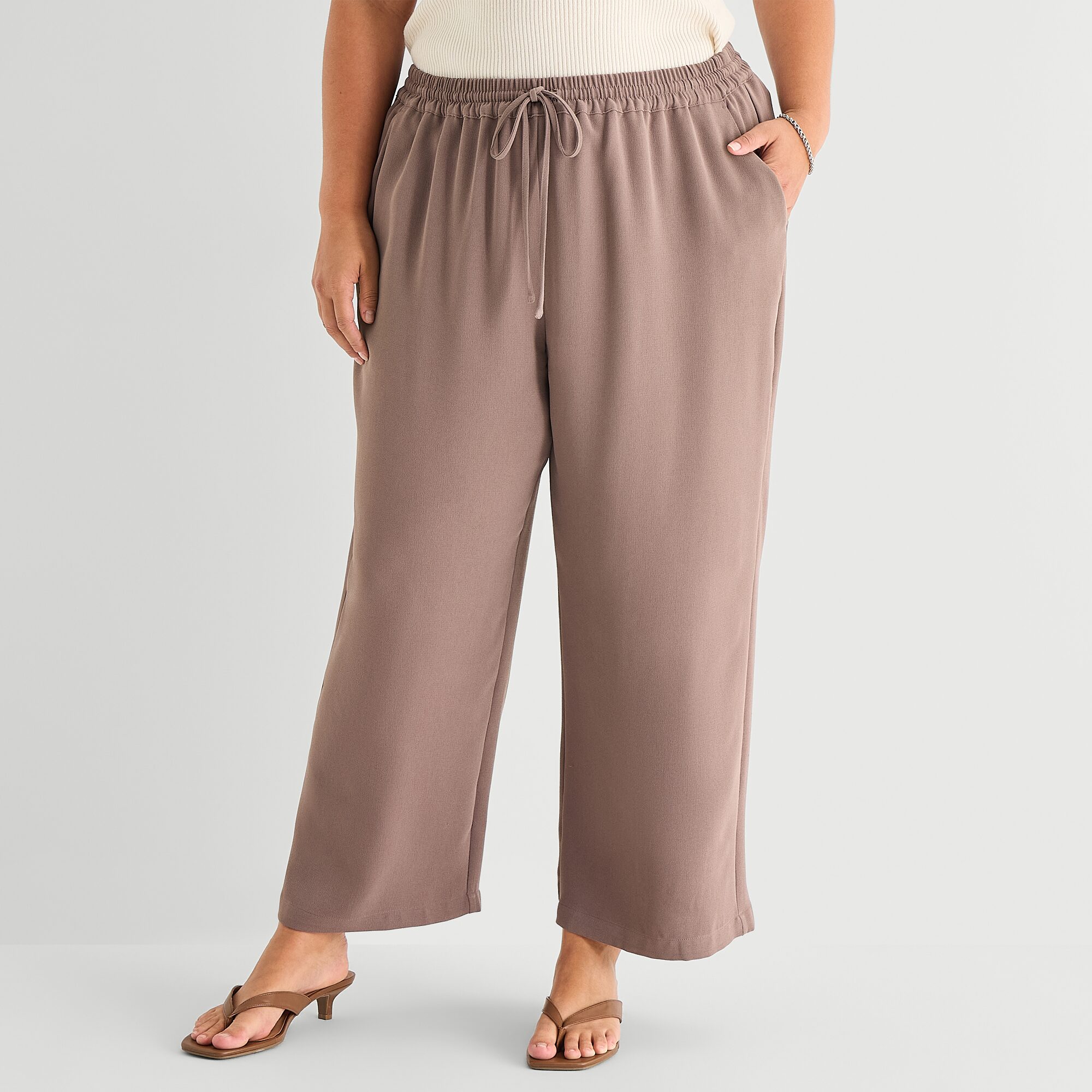 a.n.a Womens Plus Straight Mid Rise Pull-On Pant