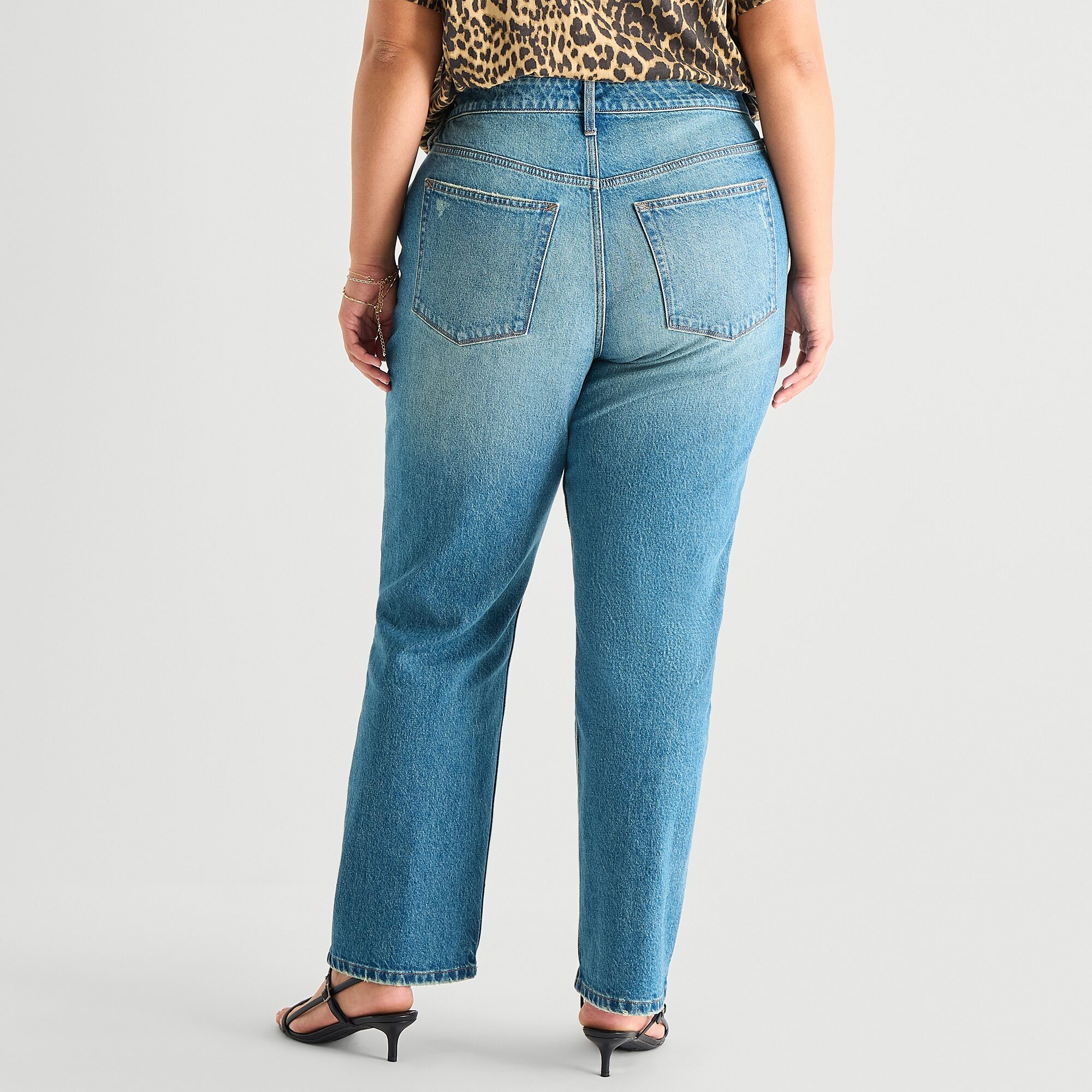 a.n.a Womens High Rise Straight Leg Jean