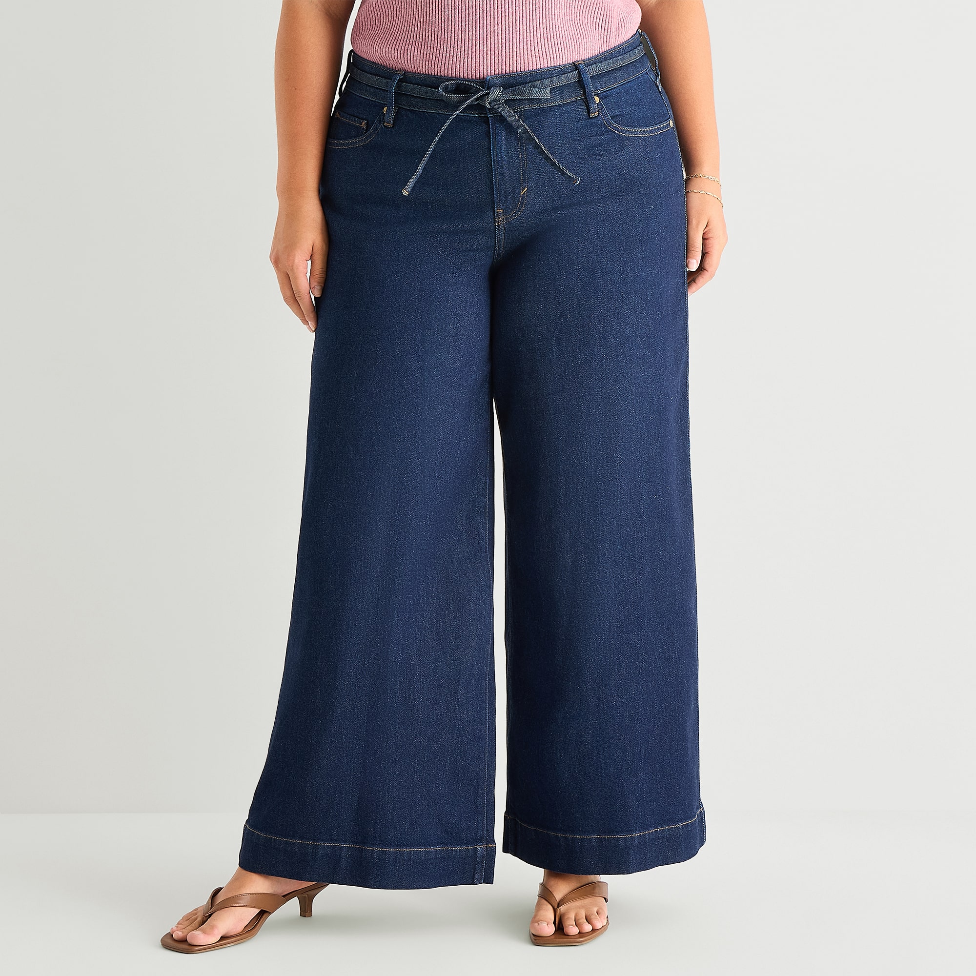 a.n.a Womens Plus Mid Rise Wide Leg Jean