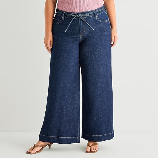 A.N.A Womens Plus Mid Rise Wide Leg Jean