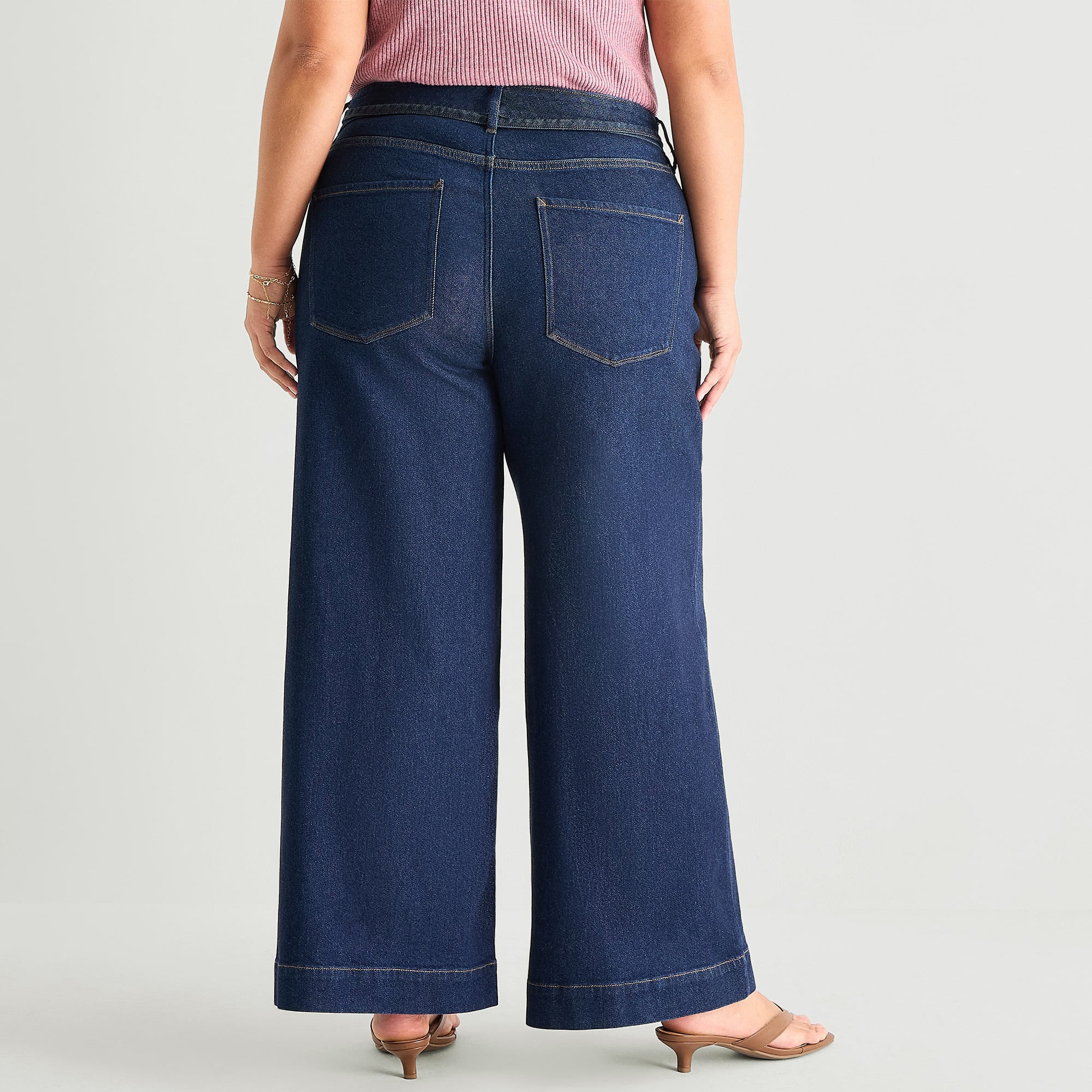 a.n.a Womens Plus Mid Rise Wide Leg Jean