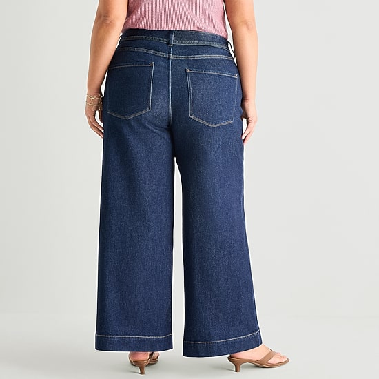 A.N.A Womens Plus Mid Rise Wide Leg Jean
