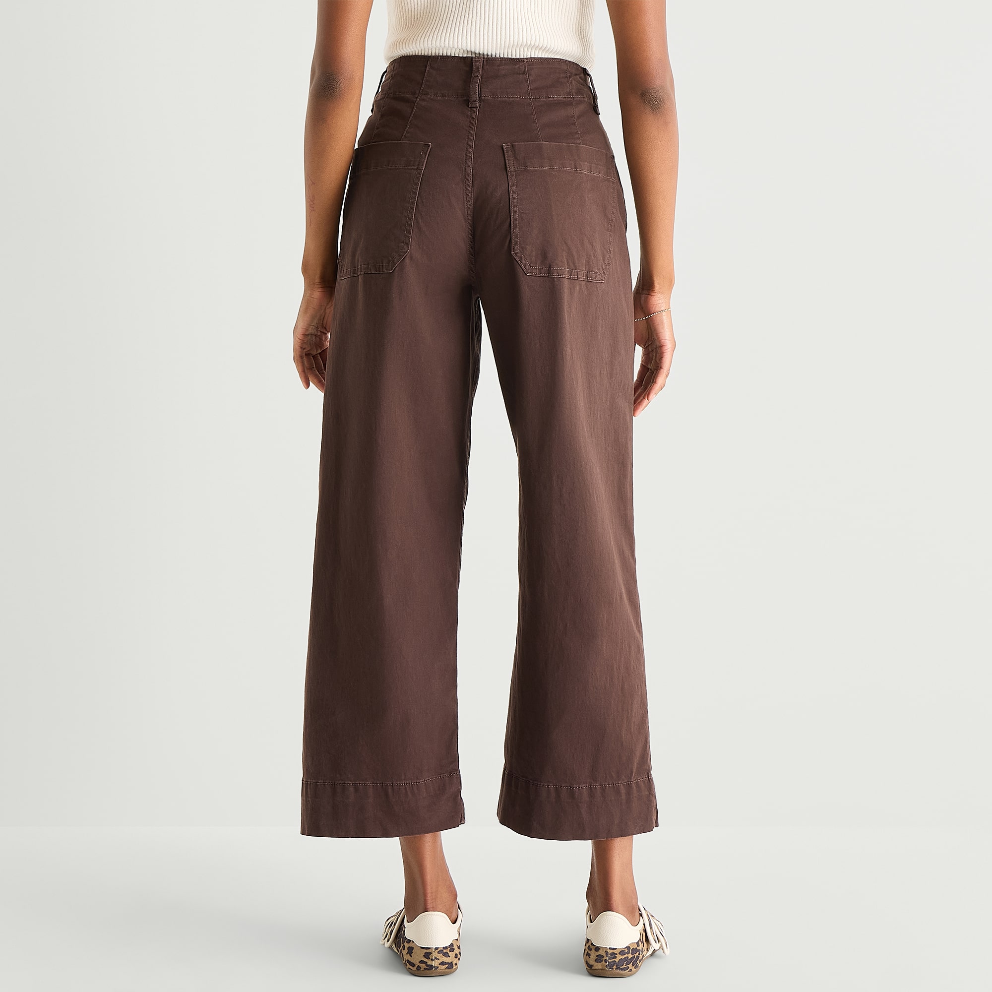 a.n.a Patch Pocket Womens Wide Leg Highest Rise Cropped Pant