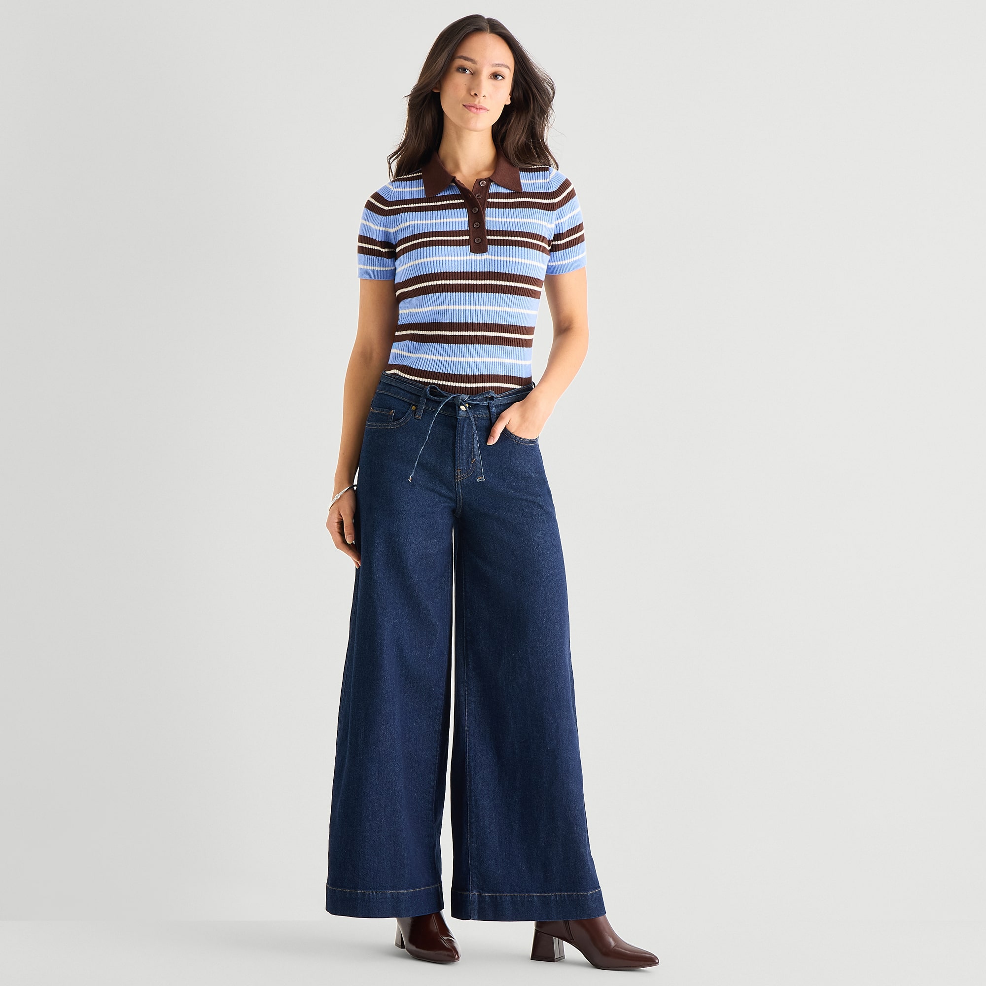 a.n.a Womens Mid Rise Wide Leg Jean