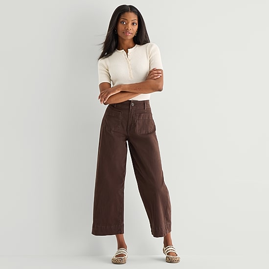 A.N.A Patch Pocket Womens Wide Leg Highest Rise Cropped Pant