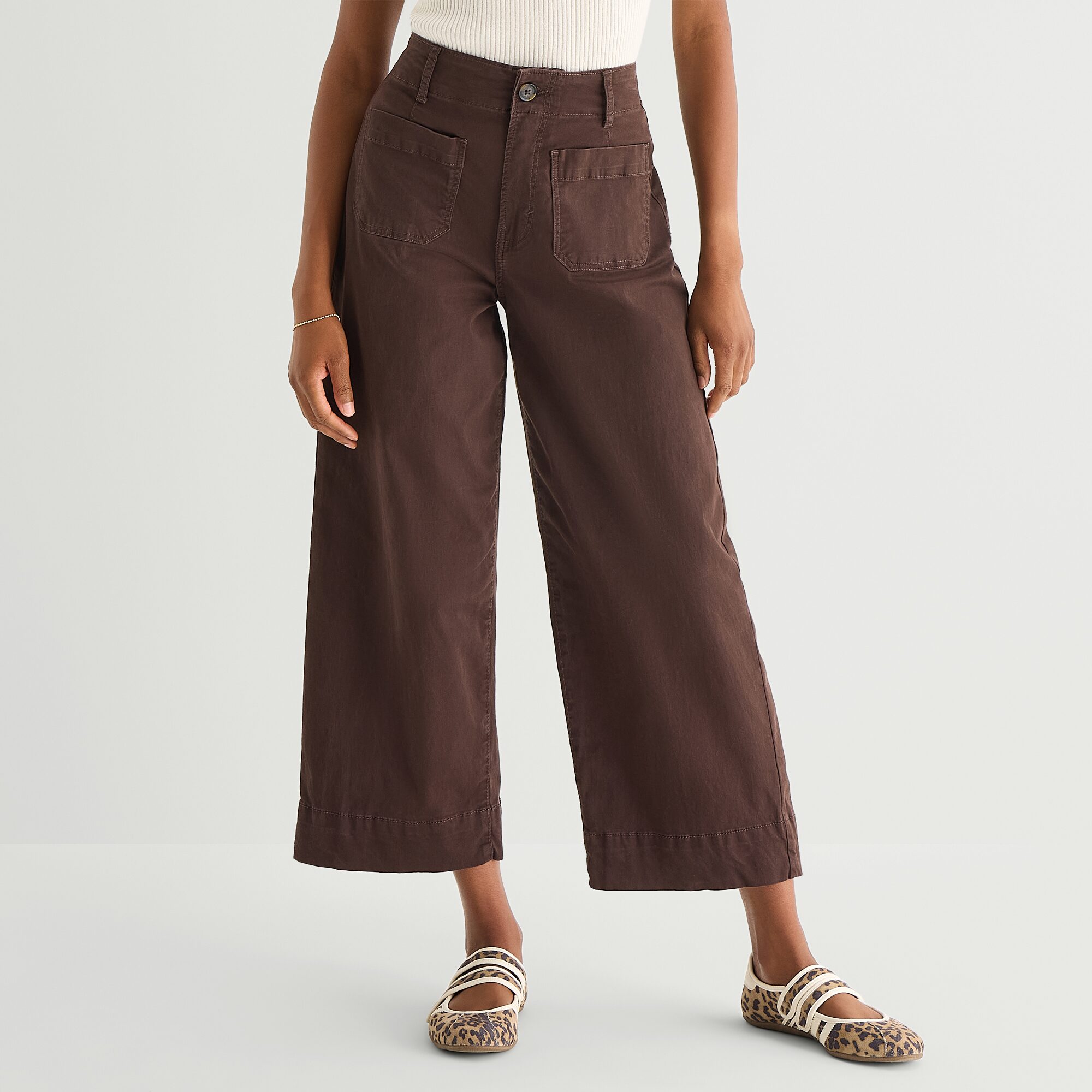 a.n.a Patch Pocket Womens Wide Leg Highest Rise Cropped Pant