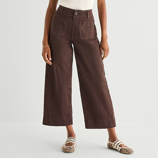 A.N.A Patch Pocket Womens Wide Leg Highest Rise Cropped Pant