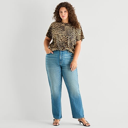 a.n.a Womens High Rise Straight Leg Jean, 16w Short, Blue