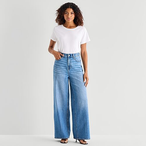 Ana Womens Highest Rise Wide Leg Jean In Blue