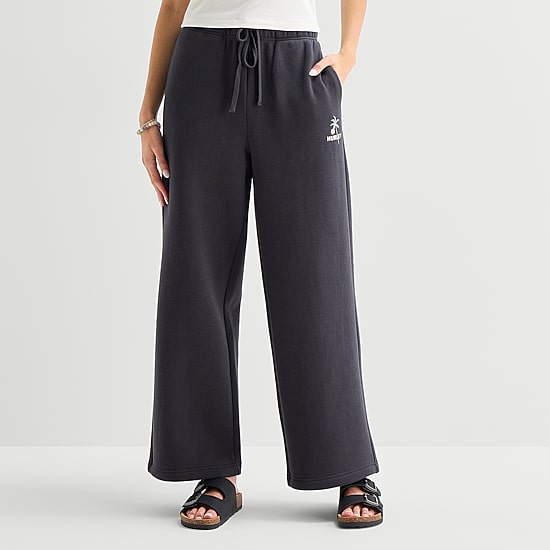 Hurley Womens Juniors Wide Leg Mid Rise Sweatpant