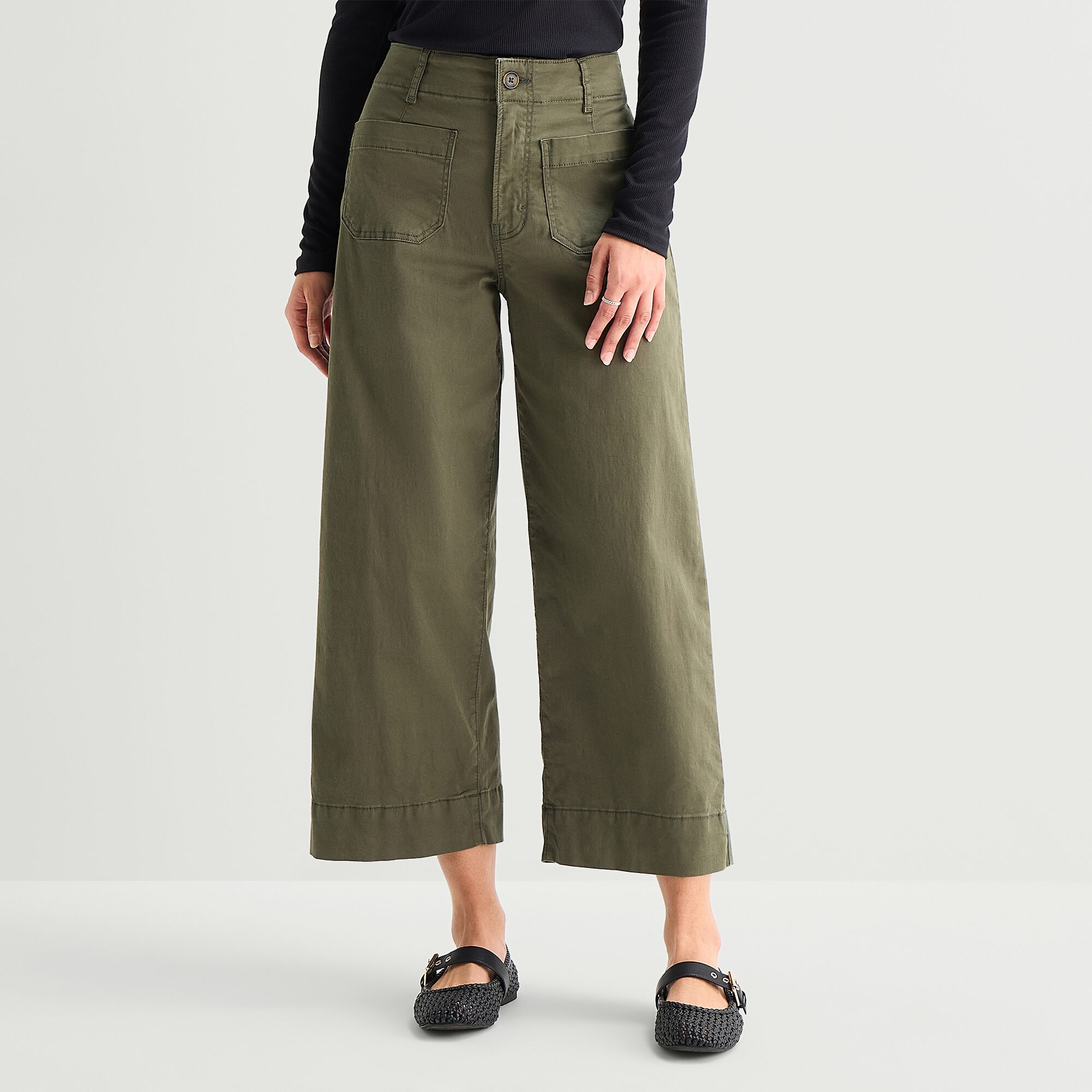 A.N.A Patch Pocket Womens Wide Leg Highest Rise Cropped Pant