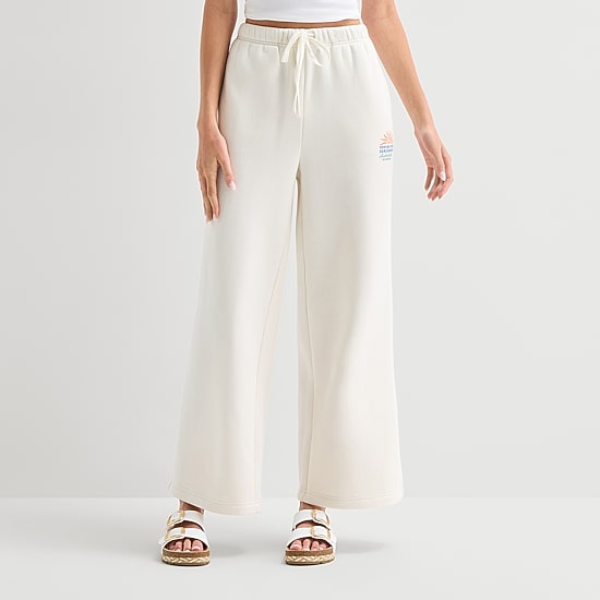 Hurley Womens Juniors Wide Leg Mid Rise Sweatpant