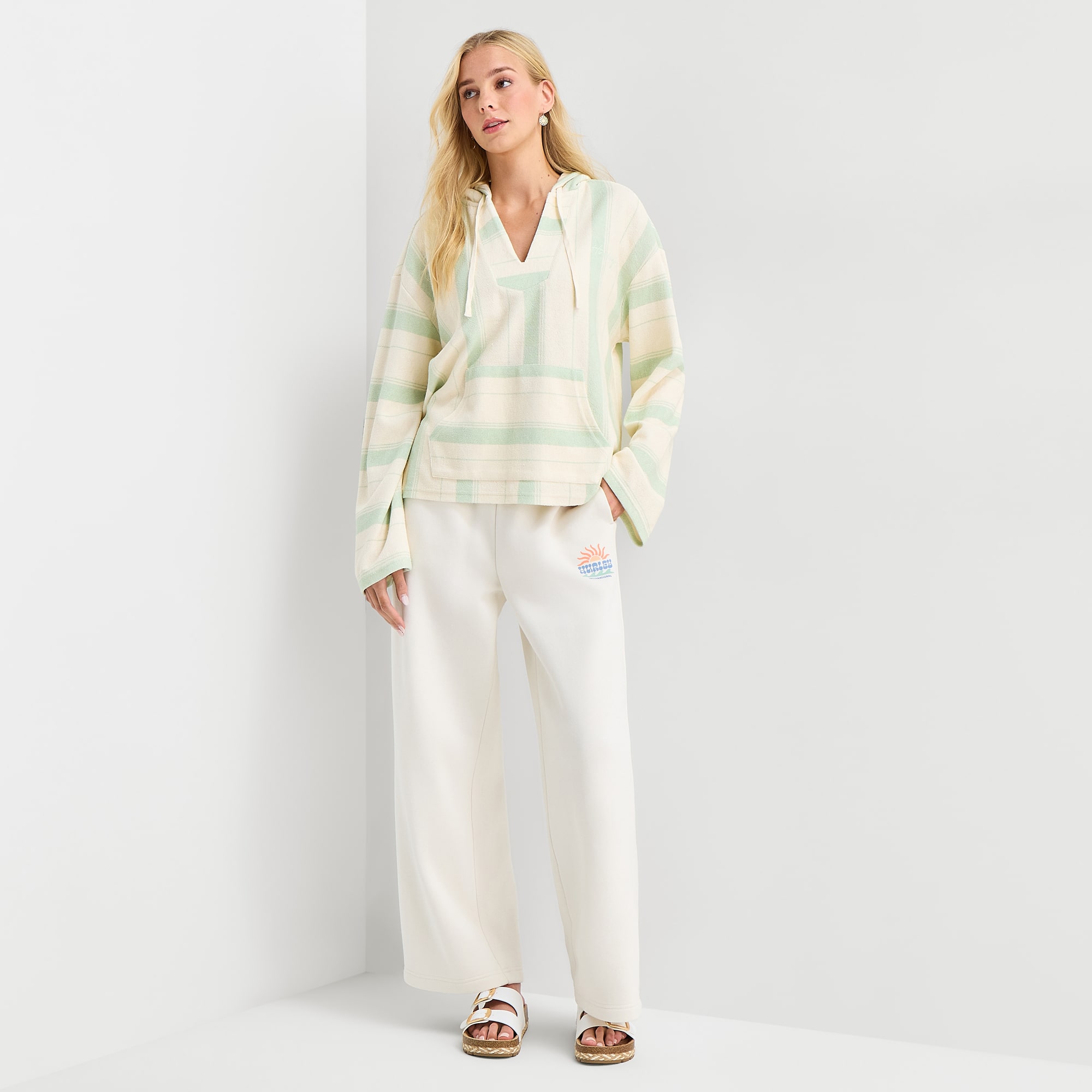 Hurley Womens Juniors Wide Leg Fleece Sweatpant