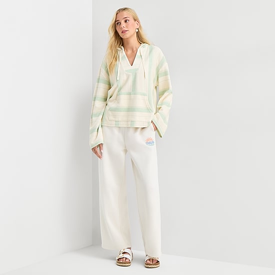 Hurley Womens Juniors Wide Leg Mid Rise Sweatpant