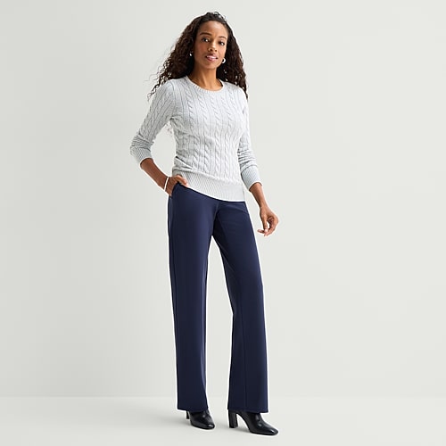 St. John's Bay Womens Tall Wide Leg Pull-on Pant In Blue
