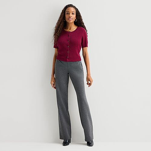 St. John's Bay Womens Tall Wide Leg Pull-on Pant In Gray