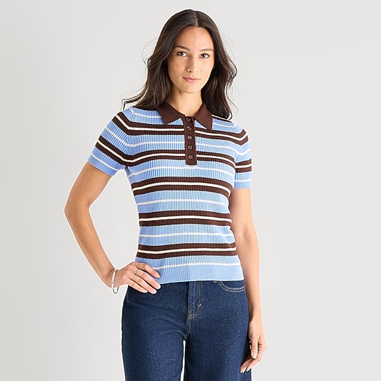 A.N.A Womens Short Sleeve Polo Sweater