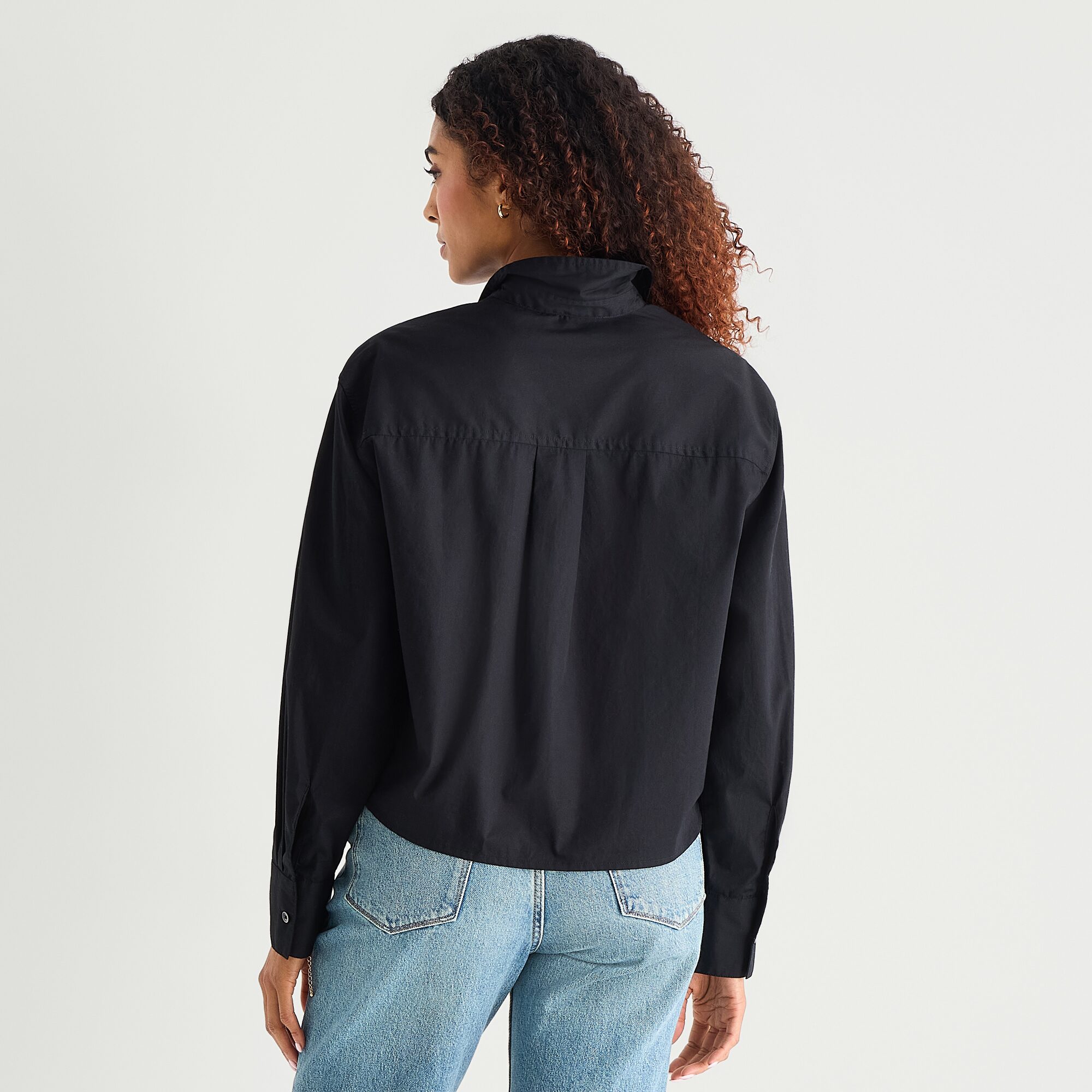 a.n.a Womens Round Neck Long Sleeve Regular Fit Button-Down Shirt