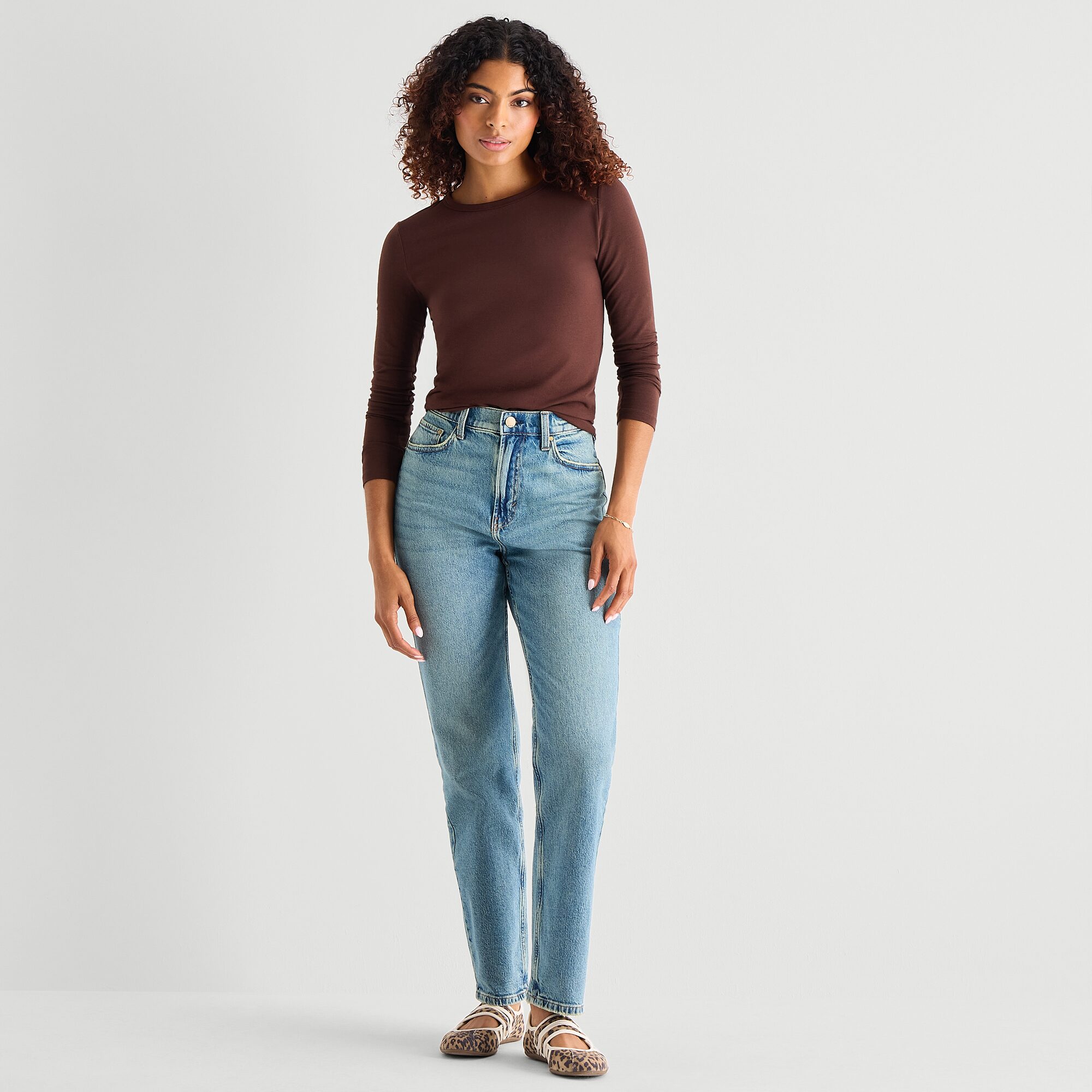 a.n.a Womens Crew Neck Long Sleeve T-Shirt