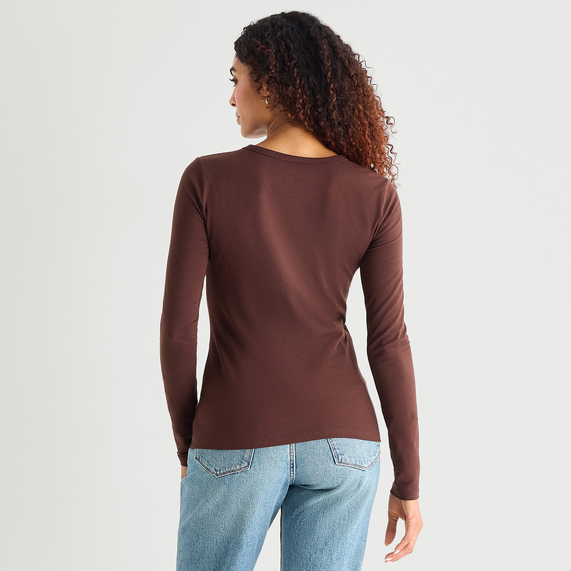 a.n.a Womens Crew Neck Long Sleeve T-Shirt