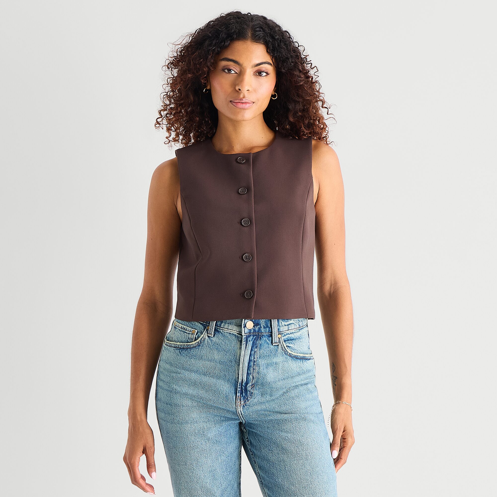 a.n.a Womens Crew Neck Sleeveless Vest