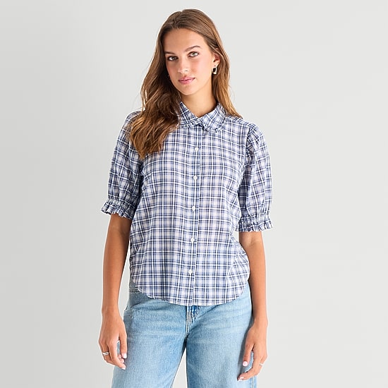 a.n.a Womens Short Sleeve Blouse